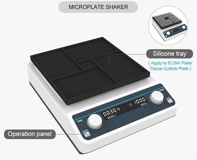 Digital Microplate Shaker Laboratory Microplate Oscillator with Adjustable Speed 500-1200rpm Horizontal Gyration Amplitude 3mm Digital Display for Timing and Speed