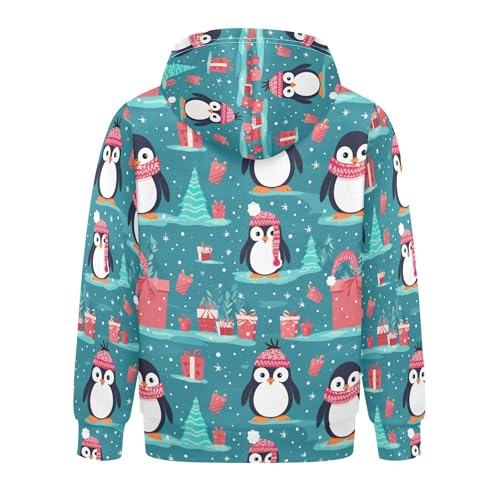 Kids Hoodies Sweaters Christmas Xmas Penguin Hooded Sweatshirts with Big Pockets for Boys Girls B04004222