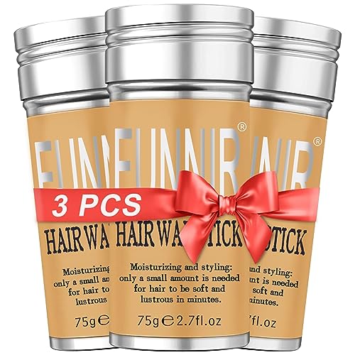 FUNNIR Hair Wax Stick (3 Pack) Wax Stick for Hair Slick Stick, Hair Wax Stick for Frizzy Hair Gel Stick for Edge Control