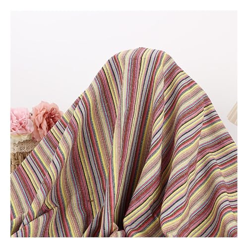 Tissu coton et lin ethnique détails bronzage de haute qualité au mètre