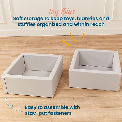 Image of ECR4Kids SoftZone Play Patch Toy Bins, Beginner Playset, Light Grey, 2-Pack