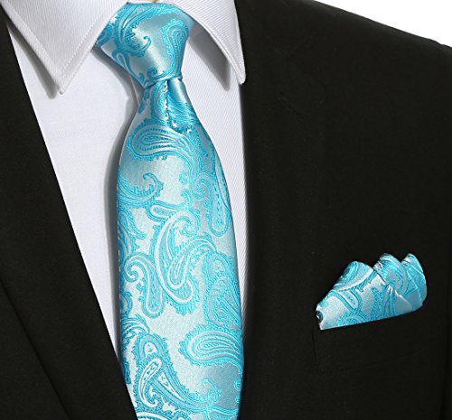 Image of KissTies Mens Paisley Tie And Pocket Square Necktie Sets