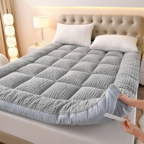 Colchón de estilo japonés mejorado, colchón de futón plegable, colchón de plumón de lana de cordero engrosado para invierno, colchón enrollable, colchón portátil para estudiantes para dormitorio y uso