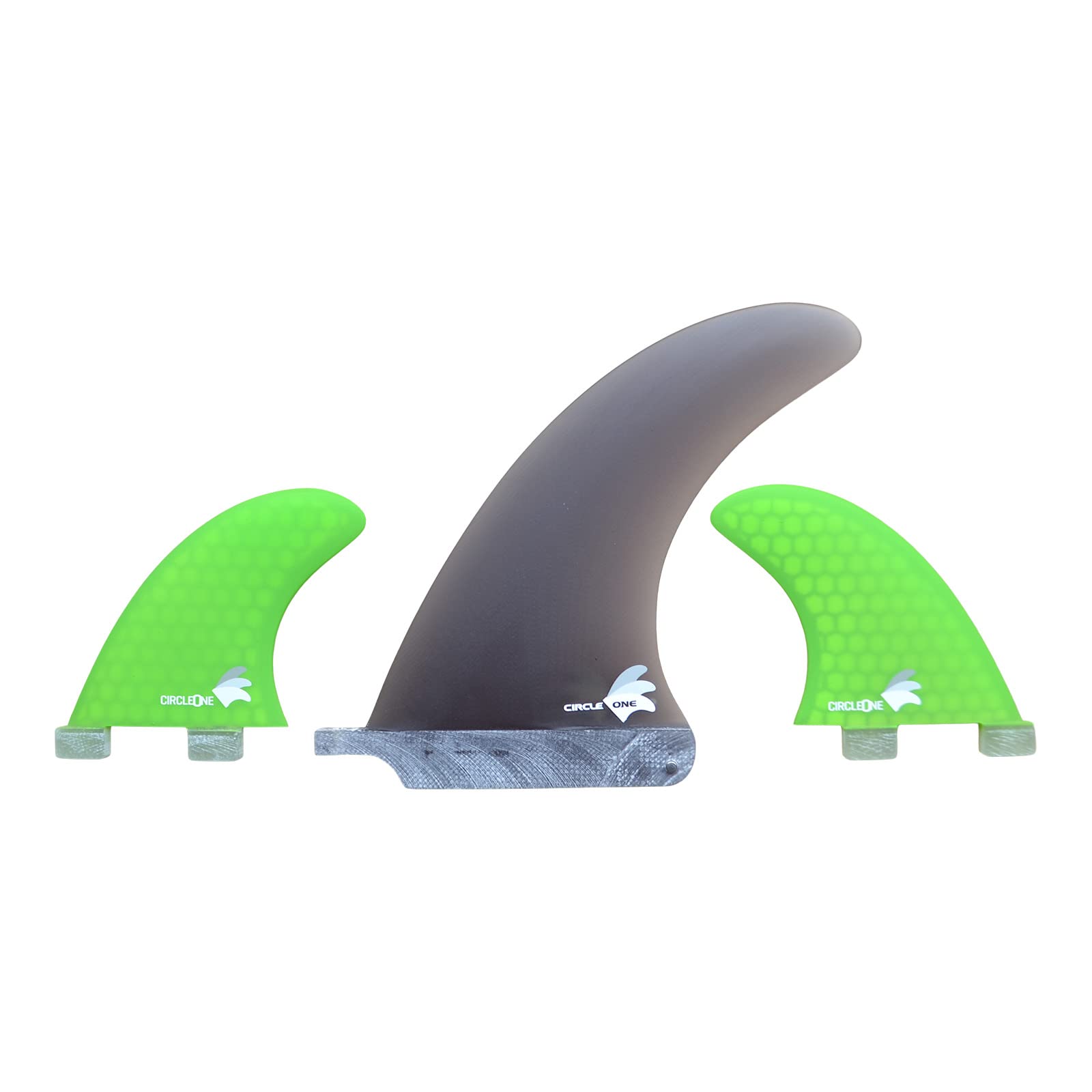 Fibreglass 6inch Centre Fin + 2 Honeycomb side fins (FCS compatible), Green