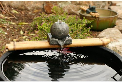 Polyresin Sphere Fountain with Bamboo Water Spout and Pump Kit Size: 12"