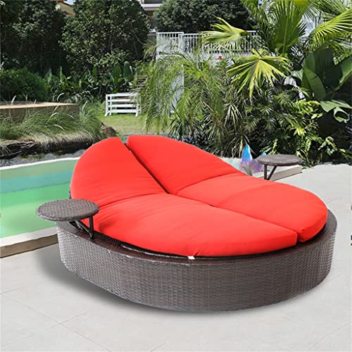 Zsedp Outdoor Furniture Sofa Pe Rattan Aluminum Frame Double Bed Oval Sofa Bed Lying Camping Chair #TOP1