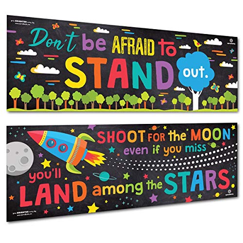 Sproutbrite Classroom Banner and Posters for Decorations - Educational, Motivational and Inspirational Growth Mindset for Teacher and Students