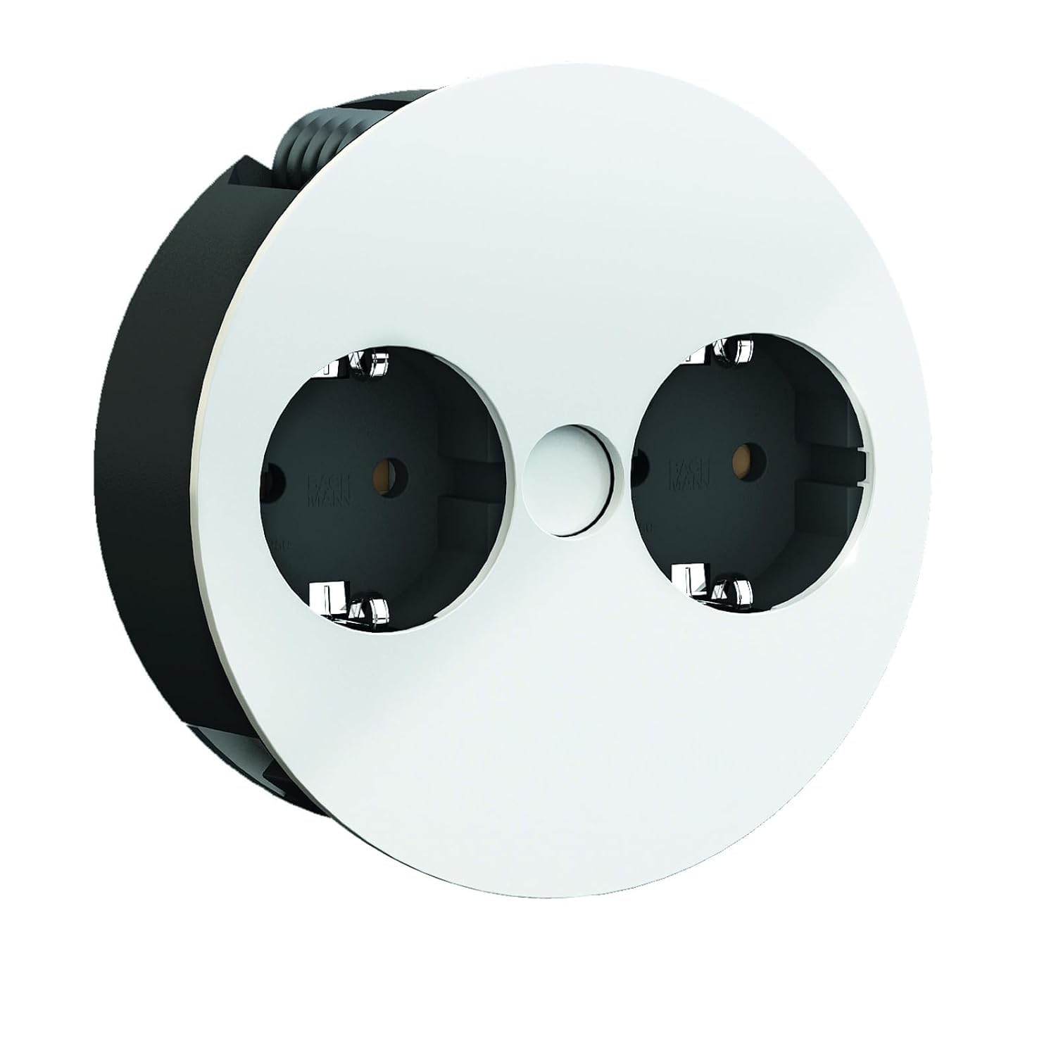 Bachmann 931.250 Twist Unidad de Toma de Corriente, 2X enchufes con Puesta a Tierra, Blanco Mate