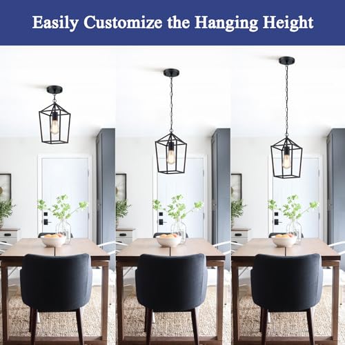 Sheetea D1826-01-BK 2-Pack Farmhouse Pendant Lights Kitchen Island, Black Pendant Light Fixtures Hanging Lamp thumb #2