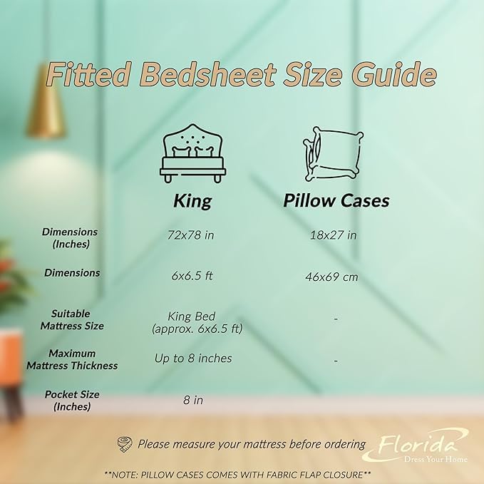 Image of Florida Beige Geometric Triangle Printed Elastic Fitted Bedsheet with 2 Pillow Covers, 150 TC Polycotton Bed Sheet (183 x 198 + 25 cm)