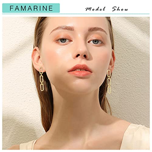 FAMARINE Gold Silver Chain Earrings Drop Dangle Earrings for Women2