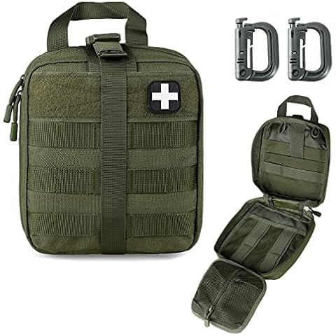 LIVANS Tactical First Aid Pouch, Molle EMT Pouches Rip-Away Military IFAK Medical Bag Outdoor Emergency Survival Kit Quick Release Design Include Red Cross Patch Cover