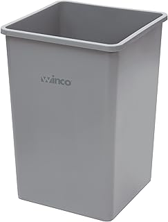 Winco PTCS-35G Square Trash Can, 35 Gallon, Gray