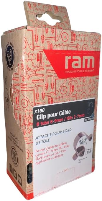 900110 Ram Cable Clips, 9x2,7mm, Grey, 100 Count