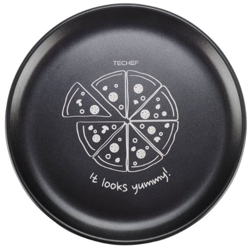 Techef - 14-Inch Pizza Pan With Teflon Select Non-Stick Coating (Pfoa Free) / Dupont Print Designs Technology (Pizza - White) #TOP6