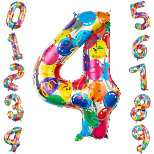 40 Inch Number 4 Balloon Large Foil Mylar Number Balloon for Party Decor