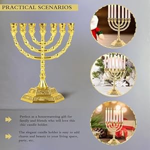 Hanukkah Menorah Candle Holder 7-Branch, Candle Stand Jerusalem Candlestick Centerpiece for Jewish Holiday Party Decor Golden, Home Decor Ornaments Table Centerpiece Display Hanukkah Menorah Candle Holder 7 Branch Candle Stand Jerusalem Candlestick Centerpiece for Jewish Holiday Party Decor Golden Home Decor Ornaments Table Centerpiece Display