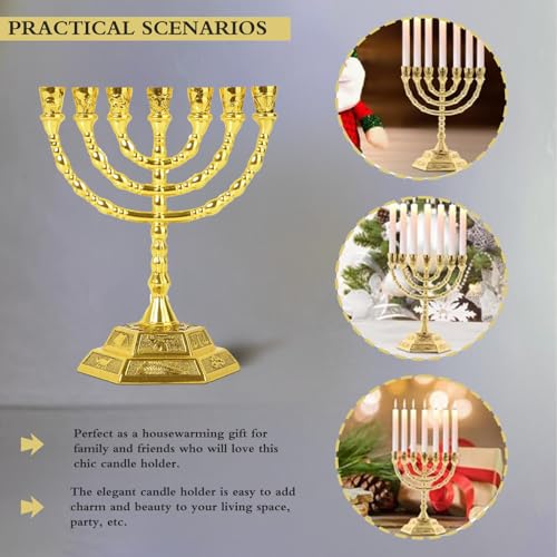 Hanukkah-Menorah-Candle-Holder-7-Branch-Candle-Stand-Jerusalem-Candlestick-Centerpiece-for-Jewish-Holiday-Party-Decor-Golden-Home-Decor-Ornaments-Table-Centerpiece-Display Hanukkah Menorah Candle Holder 7 Branch Candle Stand Jerusalem Candlestick Centerpiece for Jewish Holiday Party Decor Golden Home Decor Ornaments Table Centerpiece Display