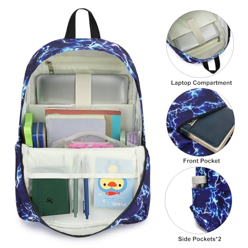 Boys Backpack for School, Kids Elementary School Bag Teens Middle Bookbag Set with Lunch Box Pencil Case (Lightning)2