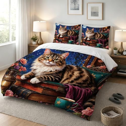 Housse de couette 220x240 chat microfibre anti-plis - 4