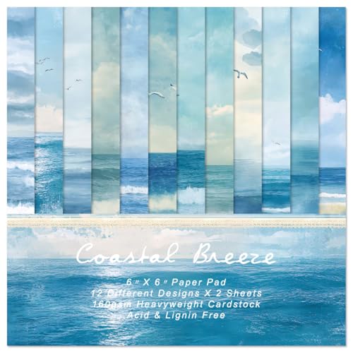 Scrapbook Paper Pad 6x6 Single-Sided Printing,24 Sheets Designer Premium Ocean