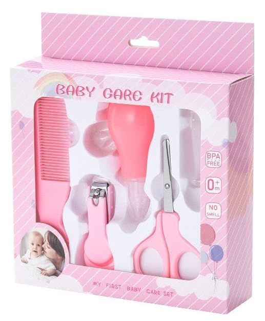 Episkey Baby Grooming Kit, Newborn Baby, Toddler, Kids Accessories Set, Portable Infants Kit, Ideal for Travelling & Home Use (Set of 1| 0-3 Years and above |Multicolour) (5 in 1 PINK)