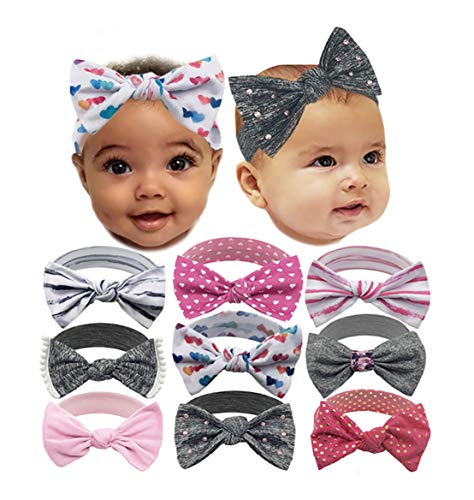 GIRLS OUT LOUD Baby Girl Bows Stuff Headbands Hairbands Hair Bow (Hearts Stripes Pom Pom)