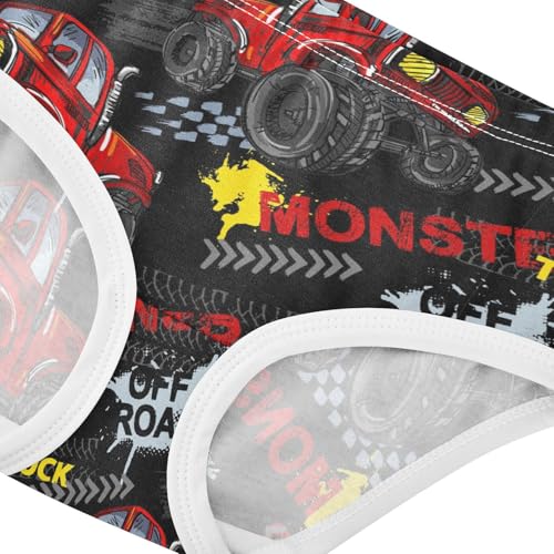 Wusikd Monster Truck Girls' Underwear Cotton Red Car Girls Briefs Soft Toddler Underwear 3T4