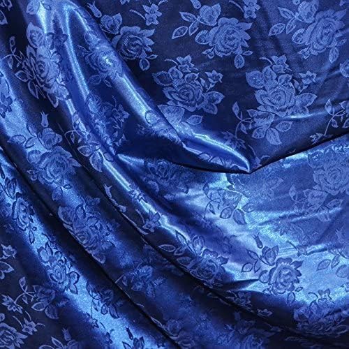 Valentina Textile's Inc. Rose Satin Brocade Jacquard Fabric, 58 Inches Wide - Sold by The Yard(3 Yard,Lt Blue)