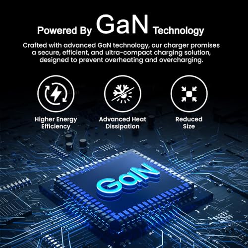 Image of Hammer 36W Fast GaN Charger, iPhone 0 to 50% in 30mins, Compatible with iPhone 17,16, 15, 14, 13, 12, Samsung Mobiles & Laptop, FCC /CE Certified, 2 Yr Warranty, with C to C Cable (Black)