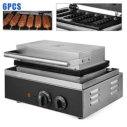 Kommerzielle Hotdog Waffeleisen für 6pcs Hotdog, Elektrischer Waffelmaker Toaster Antihaftbeschichtet Waffelautomat Waffle Maker Hotdog-Waffeln Waffelgerät, 50-300℃ 220V, Temperaturregelung, 1500W – Bild 3