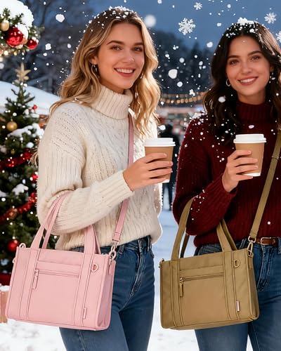 Image of BAGSMART Boxy Tote Bag for Women, Crossbody Bag with Zipper, Crush Bow Purses for Travel Work College