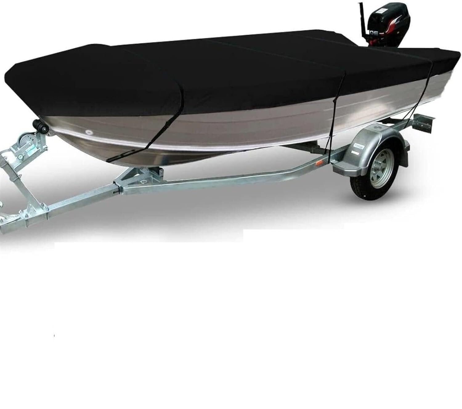 LoiYtrd Flat Bottom Boat Covers Black 210D Trailer Boat Cover For Open Fishing Ski Boats Heavy Duty Boat Cover For Protection And Durability. Outdoor Storage Boat Cover(11-13FT)