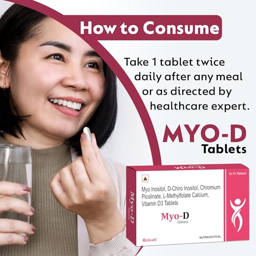 Image of PCOS, PCOD management for women- Myo-inositol, D-Chiro Inositol, L-Methylfolate Vitamin D3, Chromium picolinate, Pack of 60 Tablets