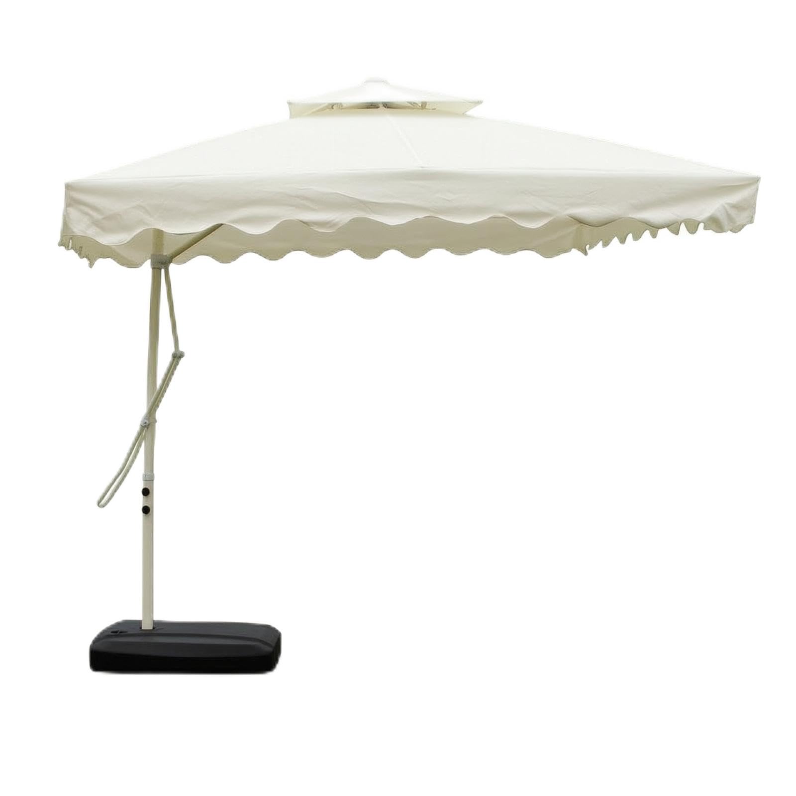 Cantilever Offset Patio Umbrella Square Cantilever Patio Umbrella Layered Vented Top for Poolside, Garden 2.2M 4-rib W 60KG Beige-image-1