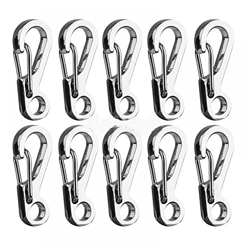 ICYANG 15 Stücke Mini Karabiner Schlüsselanhänger Clips Hängende Schnallen SF-Form Rucksack Verschlüsse Haken Outdoor Sports Silber Cover