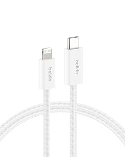 Belkin USB C Cable w/Lightning Connector, 6.6ft - Soft, Flexible Fast-Charging Cable, Lightning Charger Cord for iPhone 14 & Earlier Series, iPad 9th Gen, Airpods & More - White - Amazon product rated Grade C