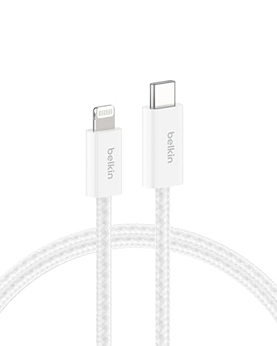 Belkin Cable USB C con conector Lightning, 6.6 pies, cable de carga rápida suave, flexible, cable de carga Lightning para iPhone 14 y series