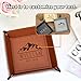 Jeclist Personalized Leather Valet Tray,Custom Engraved Catchall Tray for Keys,Jewelry, and Desk Organizer-Engraved Handmade Nightstand Tray,Gift for Men, Groomsmen,Birthday, Anniversary (Brown)