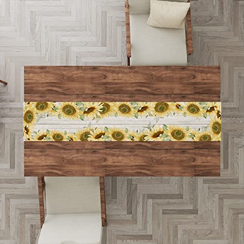 Sunflower Country Table Runner Sunflowers Cotton Linen Table Runners Farmhouse Home Decor For Kitchen Dinner Party Holidays Housewarming Gift (14X72 Inches ) #TOP2