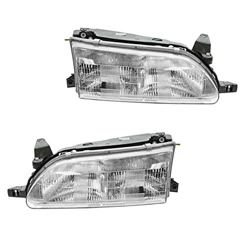 Image of TRQ Headlight Assembly Set TO2502107 TO2503107 | For 1993-1997 Toyota Corolla