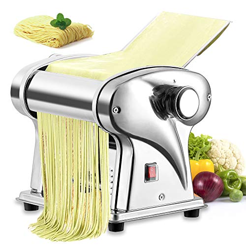 Newhai Electric Family Pasta Maker Machine Noodle Maker Pasta Dough Spaghetti Roller Pressing Machine Stainless Steel 135W for Home Use (2.5mm round noodle)