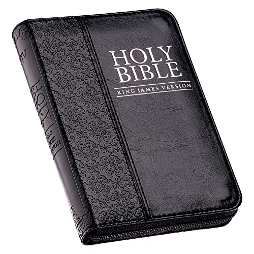 Buy KJV Holy Bible, Mini Pocket Bible Zippered Black Faux Leather