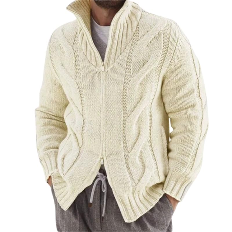 fensir Men's Cable Knit Cardigan Sweater with Button Closure and Pockets for Autumn and Winter-picture-22
