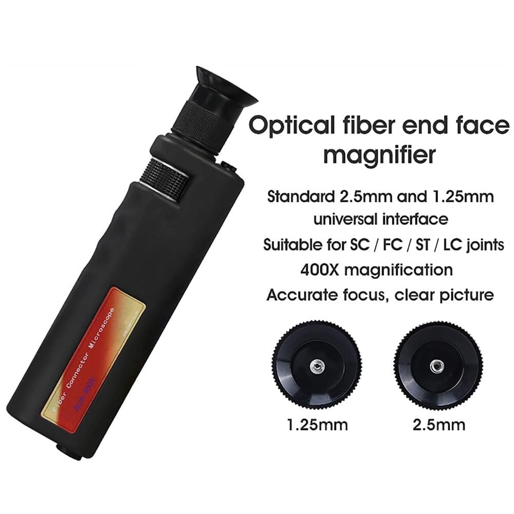 Glasfaser-Reinigungsset mit Faser-Reinigungskassette, Stift und Mikroskop für FC SC ST LC MU-Steckverbinder – 1,25 mm/2,5 mm Faserreiniger