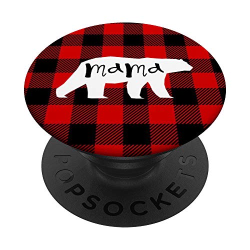 Buffalo Plaid Mama Bear Cute Lumberjack Gift PopSockets PopGrip: Swappable Grip for Phones & Tablets