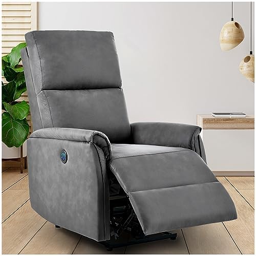 Electric Recliner Chairs, Small Power Recliner Chair on Clearance, Living Room Single Sofa Seat Chair, Home Theater Seating with USB Port, Thick Back Cushion, Ergonomic Lounge Chair for Small Spaces