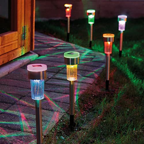 Garden Mile 10 x Solar Powered Colour Changing LED Stake Lights Garden Path Border Driveway Outdoor Path Solar Power Light Up Stakes for Garden Colour Lighting Garden Outdoor Lights Solar Lamp Post