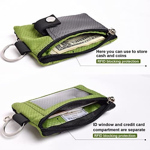 Image of CHENSPRX Minimalist RFID Blocking Small Wallet with ID Window,WaterResistant Zip Id Case Wallet with Lanyard Keychain for Cards,Cash,Travel,Women,Men