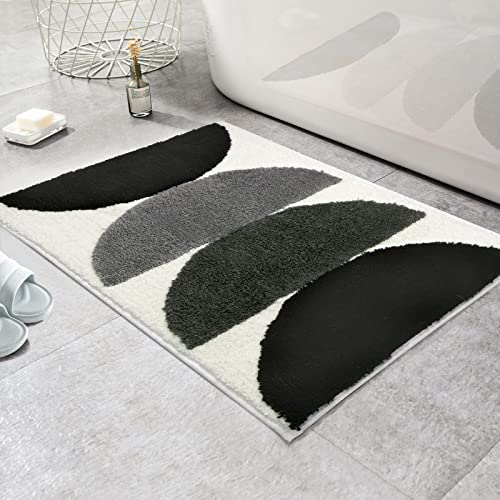 Rora Black And White Bathroom Rugs Boho Bathroom Decor Small Bath Mats For Bathroom Non Slip Washable Water Absorbent,17”X24” #TOP1